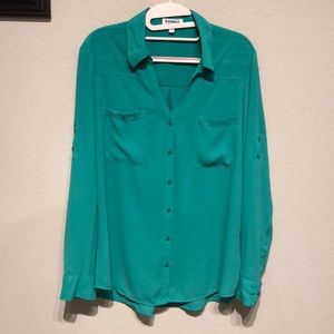 Emerald green Express button up blouse